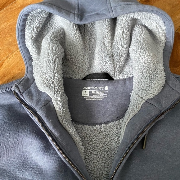 Carhartt Blue/Grey Fleeced Lined Zip-up Hoodie Jr Size Large (unisex) - Picture 10 of 10
